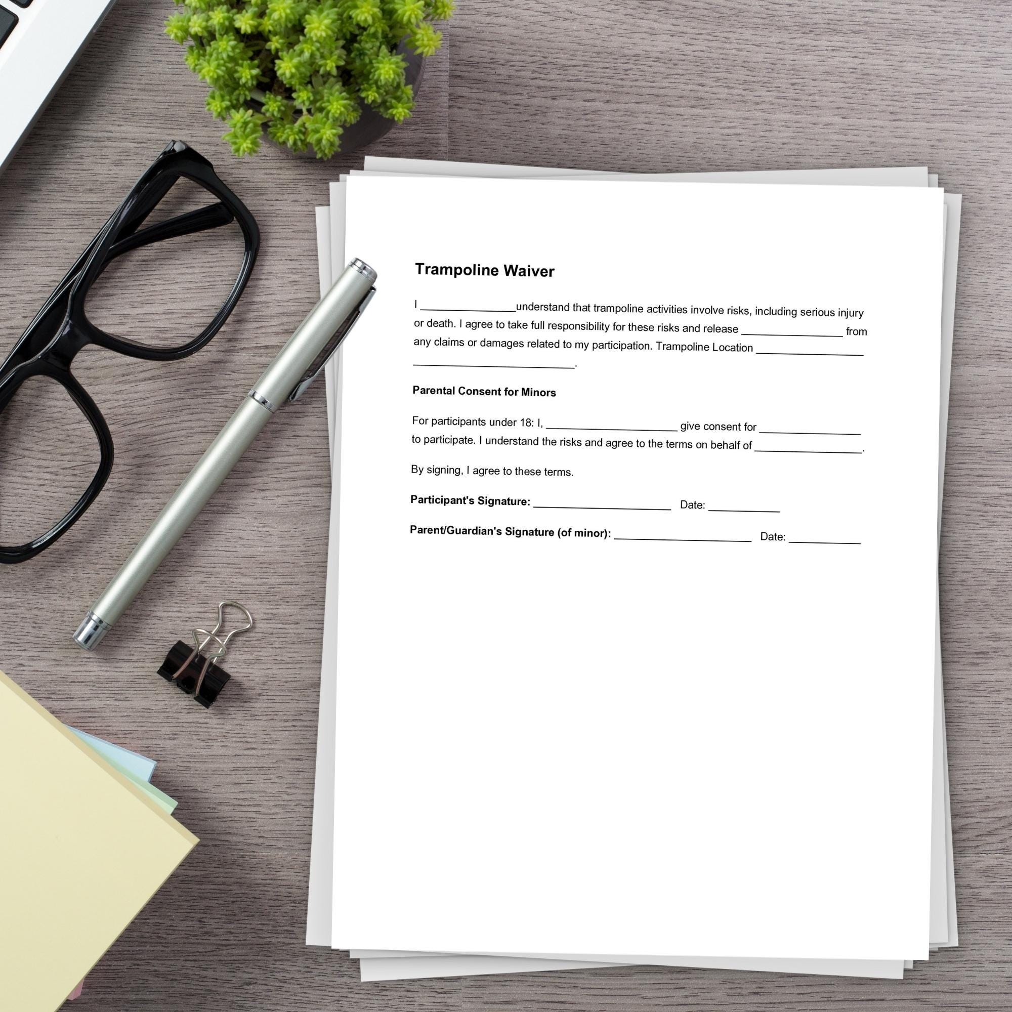 Trampoline Waiver Template Hold Harmless Agreement Assumption Of Injury Risk Legal Guardian Permission Slip Homeowner Liability Release Etsy