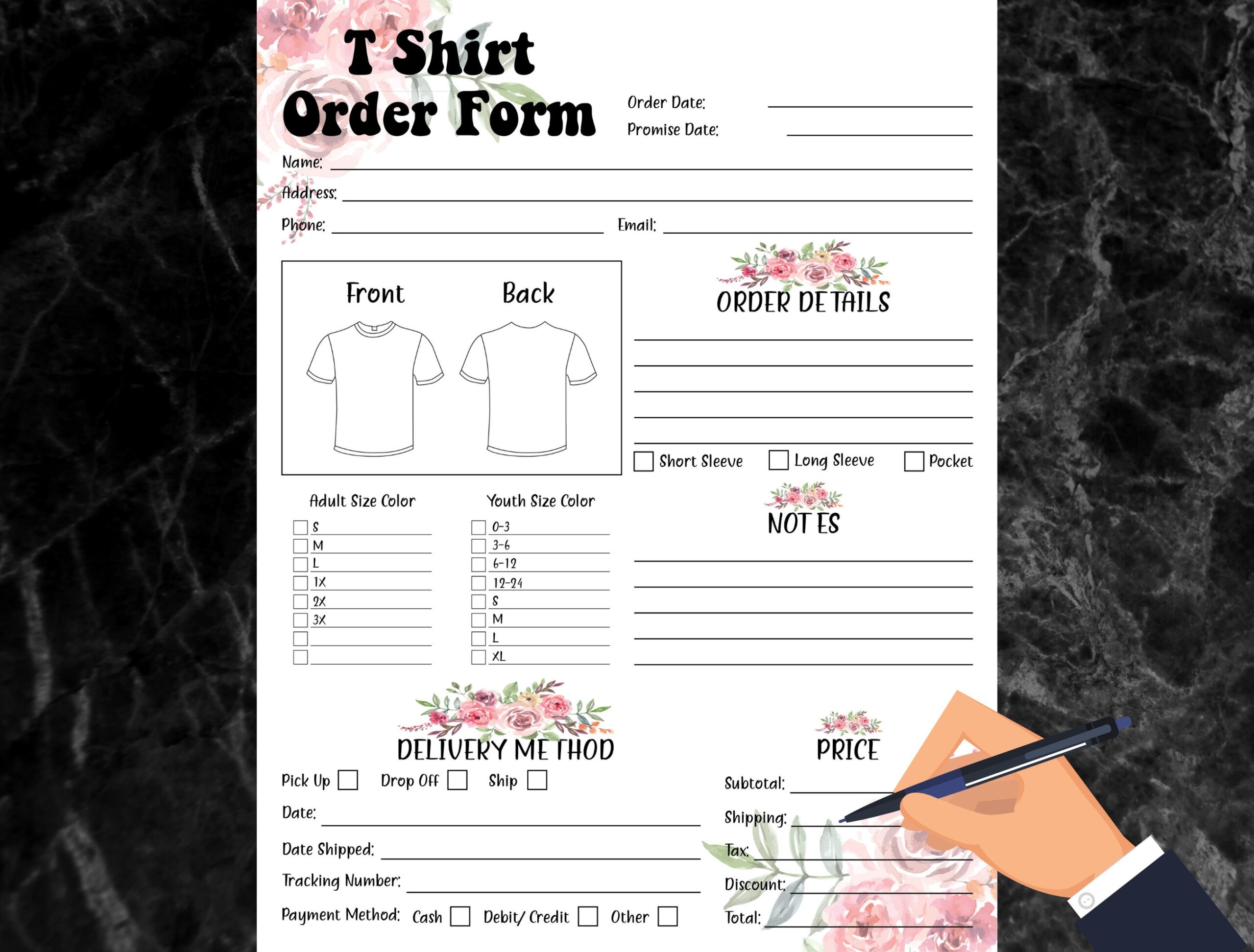 Free Printable T Shirt Order Form Template