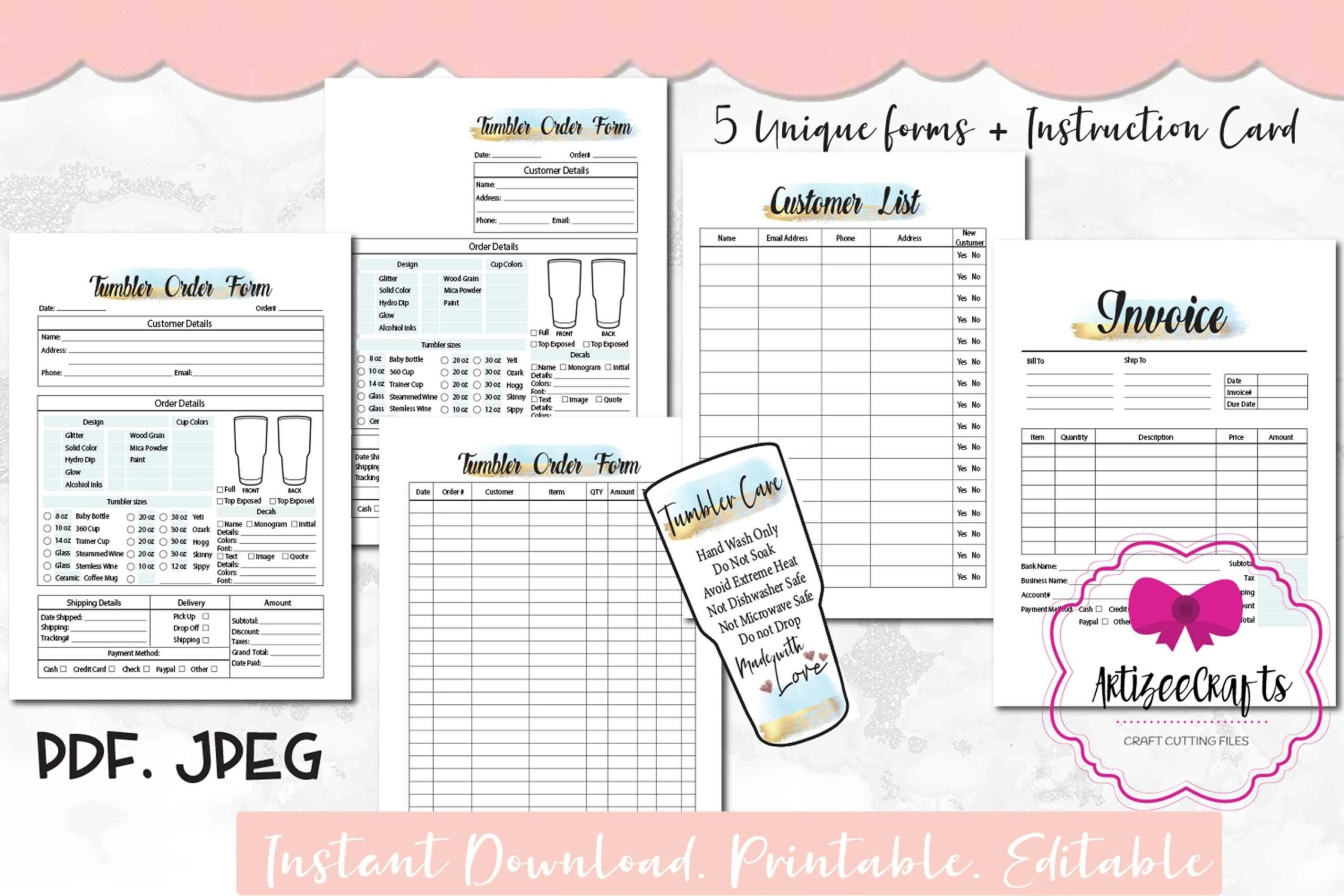 Tumbler Order Form Printable Custom Order Form 1270543 