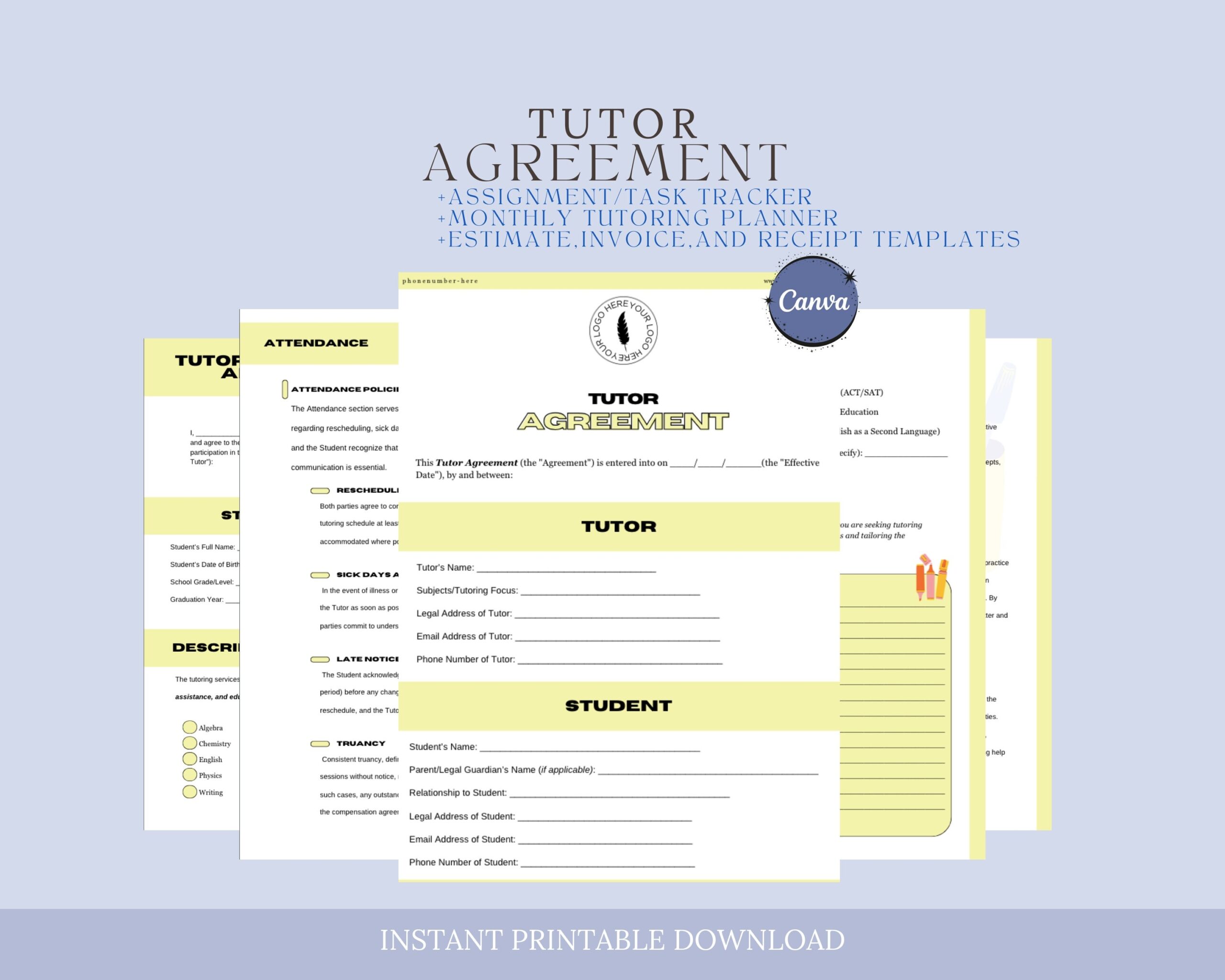 Free Printable Tutoring Registration Form Templates