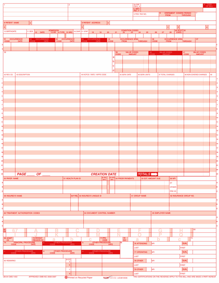 UB 04 Form RDPCrystal EDI Library
