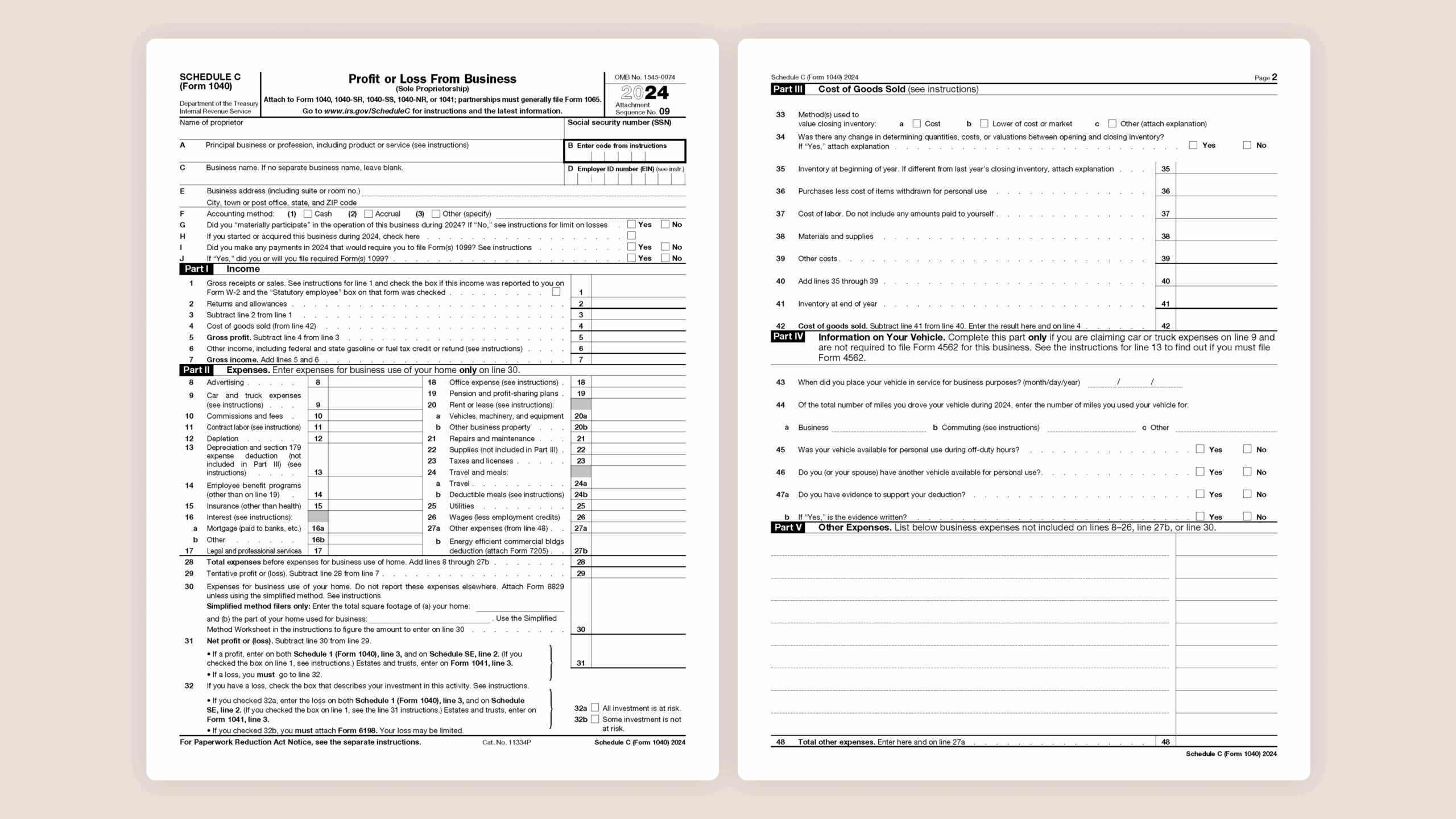 Free Printable Form 1040 2025