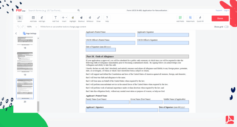 USCIS Form N 400 PDF Application For Naturalization Blank PDFline