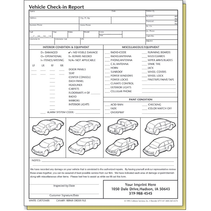 Vehicle Check in Report Form