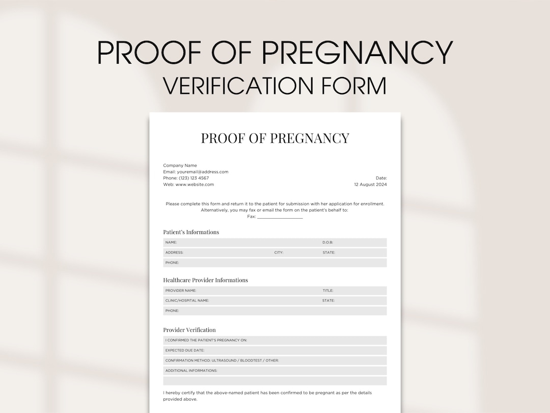 Free Printable Pregnancy Verification Forms