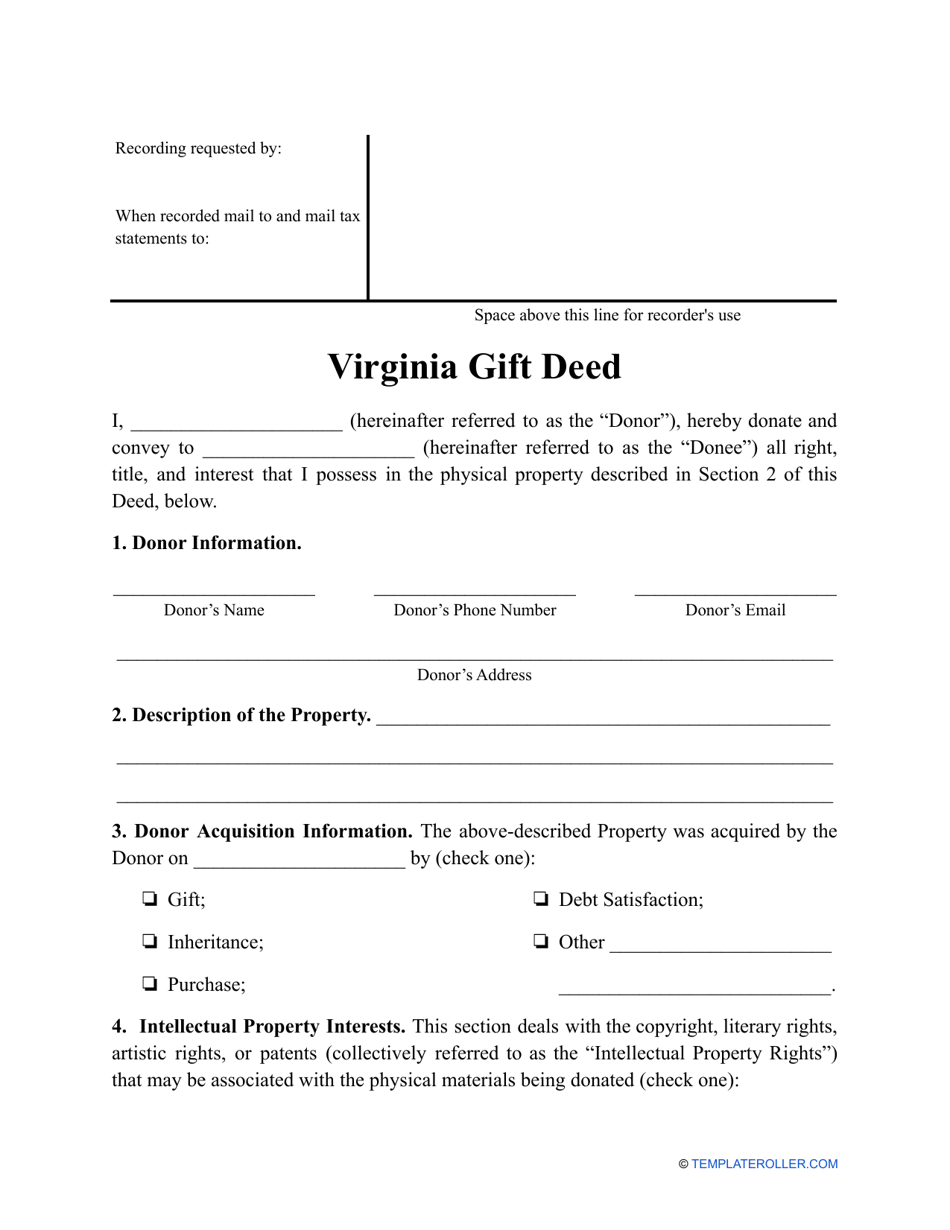 Virginia Gift Deed Form Fill Out Sign Online And Download PDF Templateroller