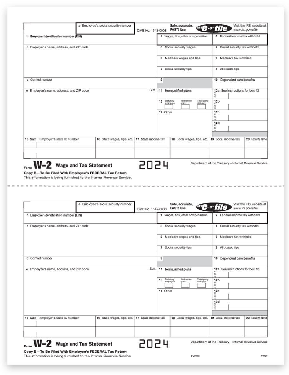 W2 Tax Forms Copy B For Employee DiscountTaxForms