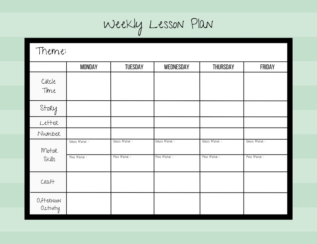 Free Printable Blank Preschool Lesson Plan Forms