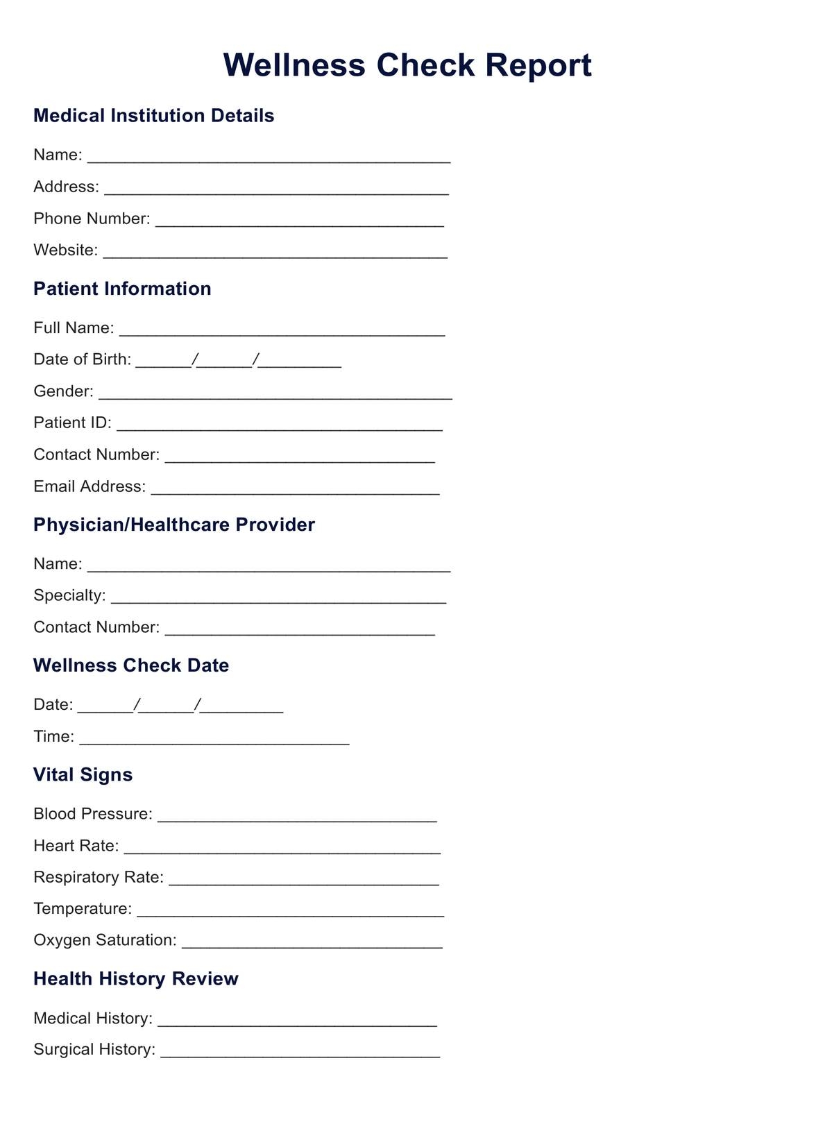 Wellness Check Template U0026 Example Free PDF Download